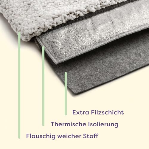 Knupis Selbstheizende Hundedecke - Große Hundematte 90x60 cm - Waschbarer Bezug - Kuschelig weiche Wärmematte ohne Strom - Mit Rutschfester Unterseite - Heizdecke für Hunde(Grau)