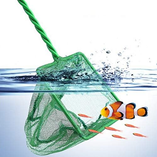 kuou 1Pcs Small Fish Tank Net, Small Fish Catch Nets & 1Pcs Aquarium Fish Tank Cleaning Sponge Brush for Fish Tank