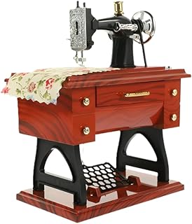 Vriksham Sewing Machine Music Box Showpiece | Wind-Up Retro Musical Decor | No Battery Needed | Rotating Pedals, Drawer | Price In India