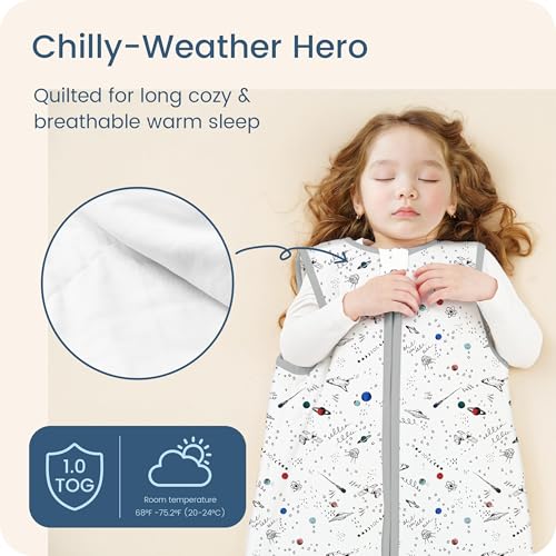 Image of 1.0 TOG Sleep Sack 6-12-15 Months, Baby Sleep Sack with Sleeveless, Cozy Premium Baby Wearable Blanket with 2-way Safe Zipper All Season Sleeping Bags, 1-pack