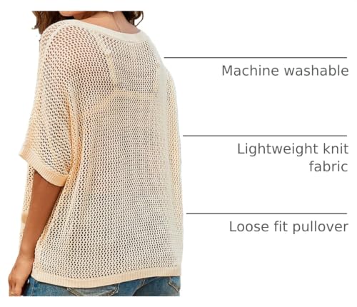 Image of Dokotoo Womens Floral Fashion Summer Tops 2026 Short Sleeve Crochet Sweaters Swimsuit Cover Ups Lightweight Knit Pullover