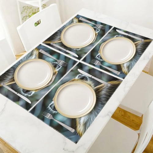 Set de table résistant à la chaleur The Silent Monkey en toile lavable et durable - 6