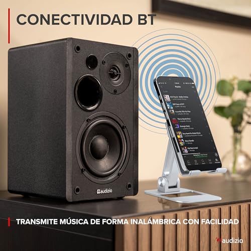 Audizio KS01– Altavoces de estantería HiFi con Amplificador Incorporado, Bluetooth 5.0, entradas RCA, 80W Potencia, compatibles con Tocadiscos Vinilo, televisores y Equipo de música, Color Negro - imagen 5