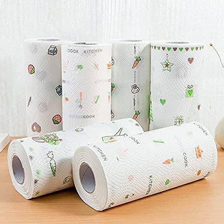 Eagle Enterprise Non-Woven Reusable and Washable Kitchen Printed Tissue Roll Non-stick Oil Absorbing Paper Roll Kitchen Special Paper Towel Wipe Paper Dish Cloth Cleaning Cloth