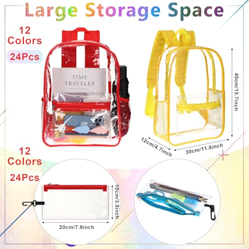 Cholemy 24 Set Clear Backpacks with Pencil Cases, 12 Inch Multicolor by Cholemy - Image 3