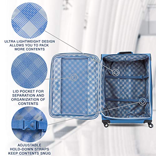 Travelpro Maxlite 5-Softside Expandable Spinner Wheel Luggage, Azure Blue, Checked-Large 29-Inch