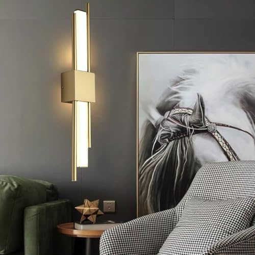 Image of Groeien 18w Modern LED Long Wall Sconce Square Shape Gold Auric Beam Acylic Wall Light for Bedroom Living Room Corridor Lighting Fixtures Wall Mount (Auric Beam-Square, 1)