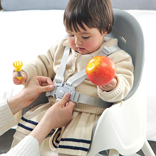 Kesaih High Chair, Height Adjustable High Chairs For Babies And Toddler With Easy-Clean Pu Cushion, Removable Tray, Adjustable Feet, 5 Point Safety Harness, Modern Toddler High Chair （Grey）1 #TOP6