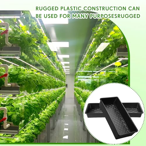Yungyan 36 Pack 1020 Mesh Bottom Plant Trays Plastic Seed Tray Black Reusable Seedling Starter Trays Durable Microgreens Growing Trays for Outside and Inside Planting 21.06 x 10.63 x 2.56 Inches