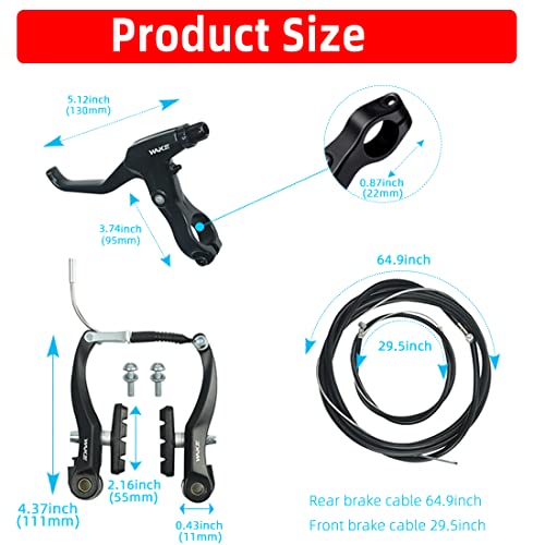 V Brakes Linear Bicycle Brake Set for MTB Road Bike BMX (Aluminum Alloy, Non-Slip)