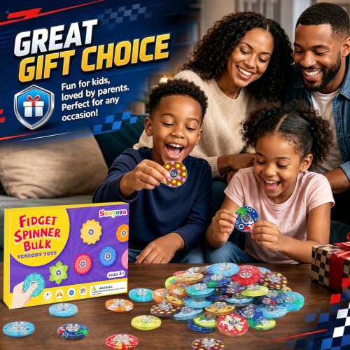 Sauyoza 52 Pack Hedgehog Party Favors Fidget Spinner for Kids Birthday, Cartoon Hedgehog Fidget Spinner Bulk for Classroom Rewards, Goodie Bag Stuffers, Blue Stress Relief Party Supplies by Sauyoza - Image 3