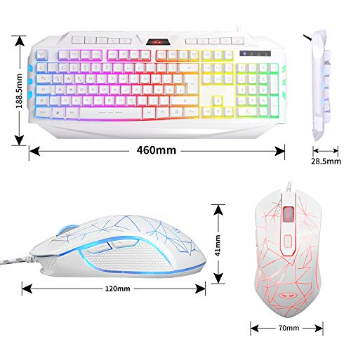Anivia Gaming Tastatur Maus Set GK710 Rainbow LED Hintergrundbeleuchtete Tastatur und Maus Combo Set,Wired Keyboard für Xbox One USB PS4(DE Layout/Weiß - Image 3