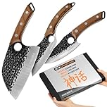 Matsato Knife Set 3-Piece Kitchen Knife Set – Chef Knife, Kitchen Knife & Butcher Knife Set, Stainless Steel Kitchen Knives, Couteau Cuisine Bundle