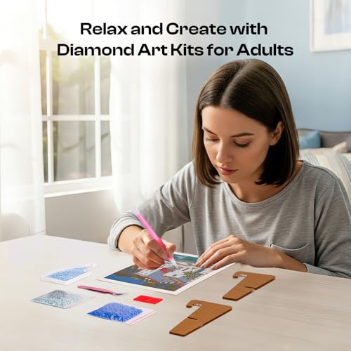 Image of Caydo 12 Pack Sea Breeze Themed Diamond Painting Kits for Adults Full Drill 5D DIY Paint Gem Art A Relaxing Craft for Home Wall Decor(6x6inch)