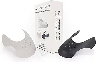 Shoe Crease Protector (2 Pairs - 1 Black & 1 White), Shoe Guard for Jordan Air Force, Nike, Dunks, Durable & Breathable TPE Material, Anti Wrinkle Sneaker Protector, Women's Size 4-9