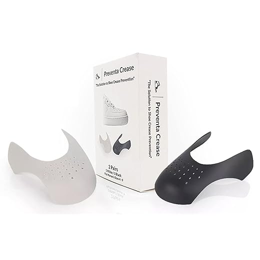 Preventa Crease Shoe Crease Protector (2 Pairs - 1 Black & 1 White), Shoe Guard for Jordan Air Force, Nike, Dunks, Durable & Breathable TPE Material, Anti Wrinkle Sneaker Protector, Women's Size 4-9