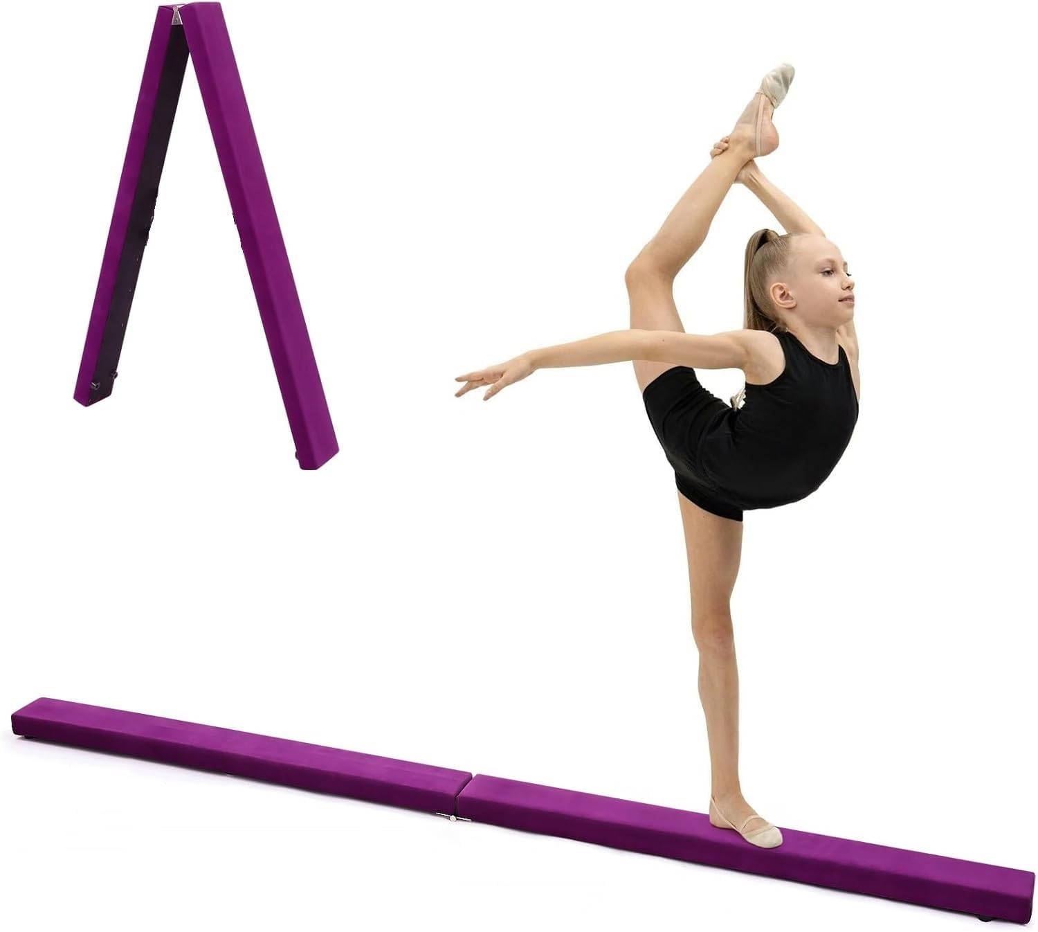 Holdfiturn 7FT 2.1M Folding Gymnastic Balance Beam - Ideal for Kids Training Home Gym Exercise Beginner to Pro, Non-Slip Surface