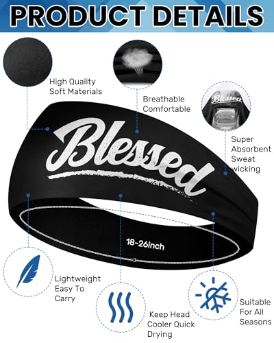 Image of Shihanee 6 Pcs Christian Headbands for Men Jesus Athletic Sweatbands Moisture Wicking Football Baseball Sports Hair Bands