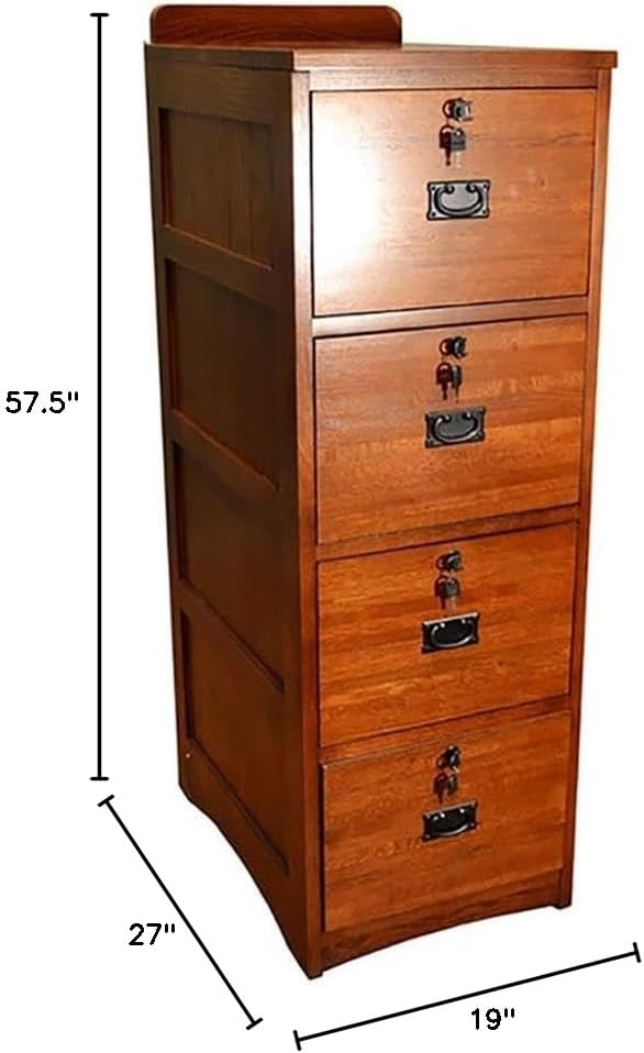 Pemberly Row Arts and Crafts 4-Drawer Wood File Cabinet in Cherry