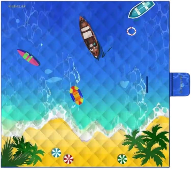 Beach Blanket MAT Waterproof, XLarge, Sand Free, Light and Easy Folding (Blue and Yellow, 79" BY 79")