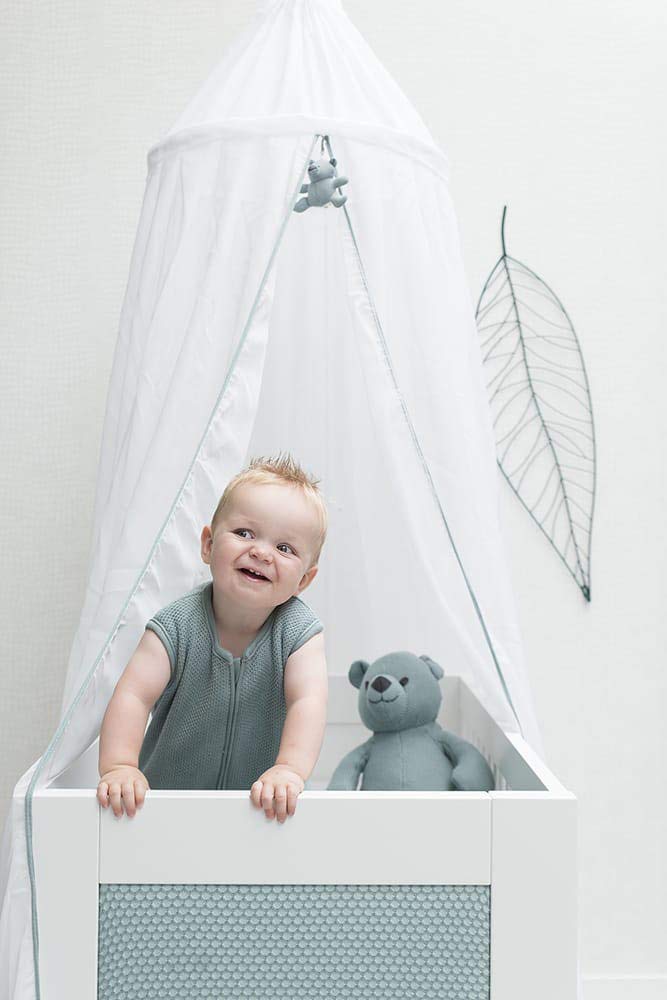 Baby's Only - Ciel de lit - Blanc/Granit - 55x55x200 cm