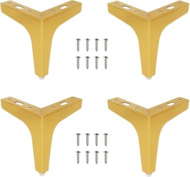 4 PCS Modern Metal Furniture Legs, Sofa Legs, Sturdy Triangle Furniture Feet DIY Replacement for Cabinet, Cupboard, Sofa, Couch, Chair Three Colors to Choose from Gold,10cm/3.9in