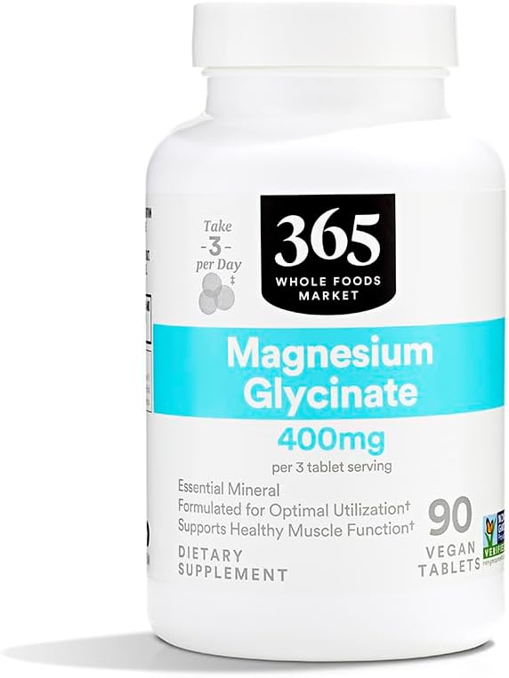 365 by Whole Foods Market, Magnesium Glycinate Tablets, 400 MG, 90 Count
