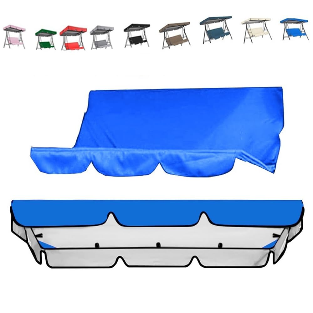 ZYXQQJ Patio Swing Canopy Cover Set 56x47in 65x45in 75x52in Replacement Canopy And Swing Cushion Cover 2 3 Seater Swing Canopy Replacement Cover(Blue,164x114cm/65x45in)