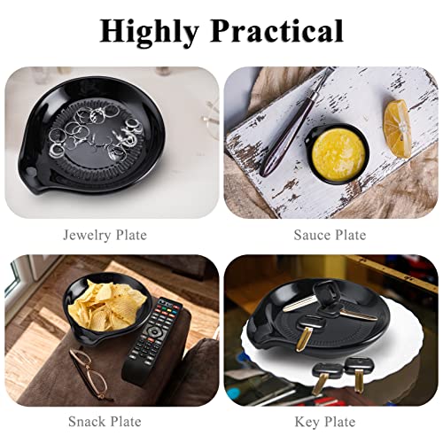 Honezuen Kitchen Black Spoon Rest For Stove Top, Round Large Ceramic Spoon Holder For Kitchen Counter,Rustic Farmhouse Utensil Rest For Spatula, Ladle, Spoons Or Tongs, Dishwasher Safe #TOP4