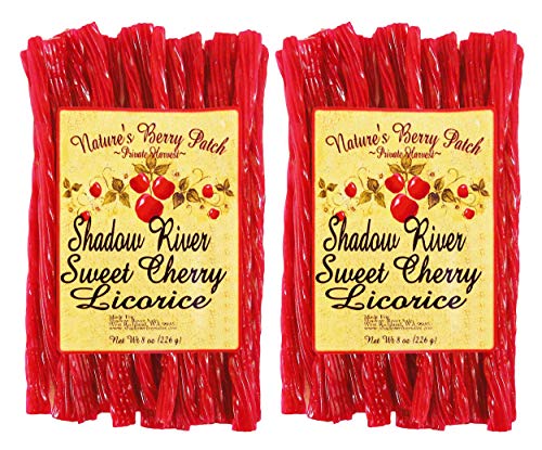 Shadow River Gourmet Sweet Cherry Licorice Candy - Old Fashioned Classic Colorful Red Candy Twists - 8 oz Bag - Pack of 2