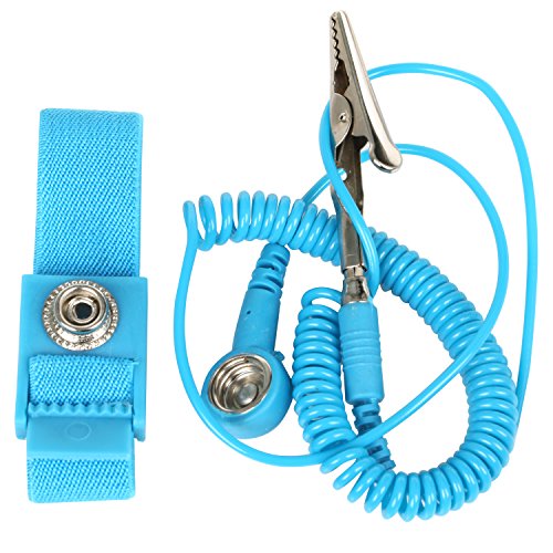 TRIXES Anti Statische Armbinde Band ESD Entladung - mit Erdung Draht und Alligator Clips - Boden Selbst, um Aufbau von statischer Elektrizität zu verhindern