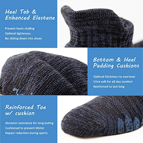 u&i Men's Performance Cushion Cotton Low Cut Ankle Athletic Socks with Tab, Charcoal Mix, 12-15 (6-Pack)3