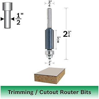 BOSCH 84500M 3/4-Inch Diameter 9/16-Inch Cut Double Flute Laminate Flush Trim Router Bit 1/2-Inch Shank With Ball Bearing
