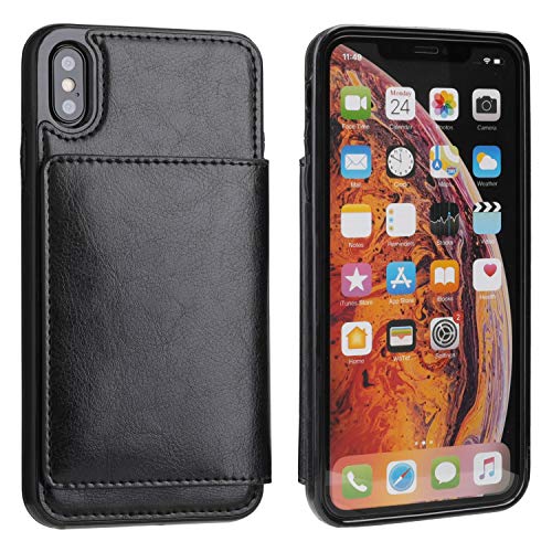 Kihuwey Iphone Xs Wallet Case Iphone X Wallet Case Credit Card Holder, Premium Leather Kickstand Durable Shockproof Protective Cover Iphone X/Xs 5.8 Inch(Black) #TOP2
