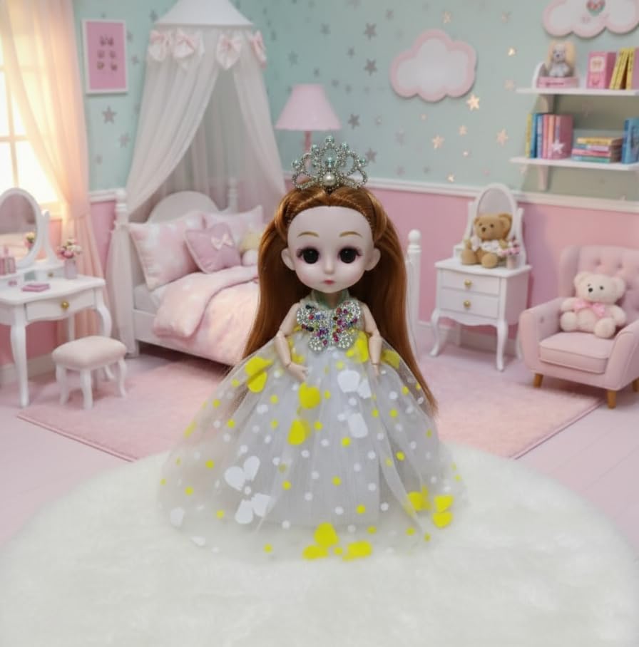 Surprise Mini Doll for Girls | 15 cm Cute Girl Doll Toy with Gorgeous Dress and Elegant Eye Color | Kids Play Toy & Gift Item