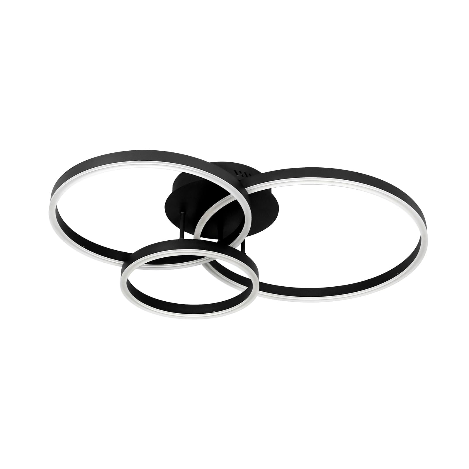 ZMH Deckenleuchte Wohnzimmer Deckenlampe LED 82 CM Wohnzimmerlampe Schwarz | 74W Schlafzimmerlampe dimmbar mit Fernbedienung innen Deckenbeleuchtung 3 Ring Modern Design für Schlafzimmer Küche Büro