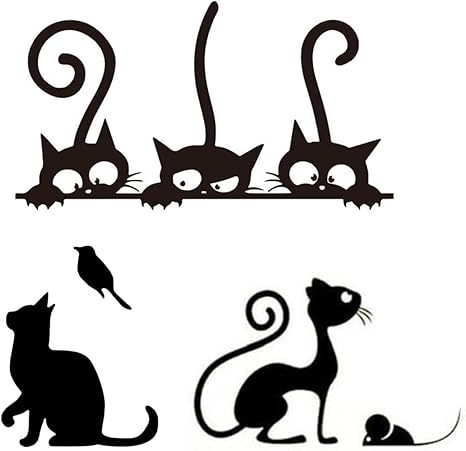 Amazon ウォールステッカー 猫 ねこ 黒猫 ステッカー 面白い オシャレ 可愛い 壁紙 簡単 シール Diy インテリア 3枚セット 黒 スイッチ 車ステッカー キッチン 玄関 廊下 ガラスドア 子供部屋 幼稚園 多目的 ウォールステッカー オンライン通販