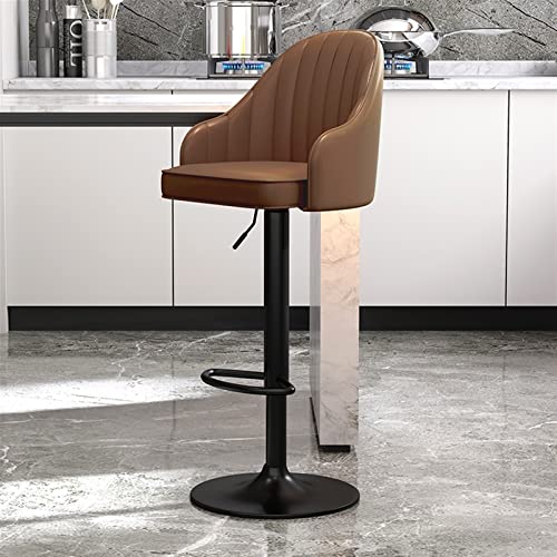 Juego de 2 taburetes de bar giratorios de piel sintética con respaldo para el hogar, cocina, bares y restaurantes, patas de metal negro, opción de asiento elegante y cómoda
