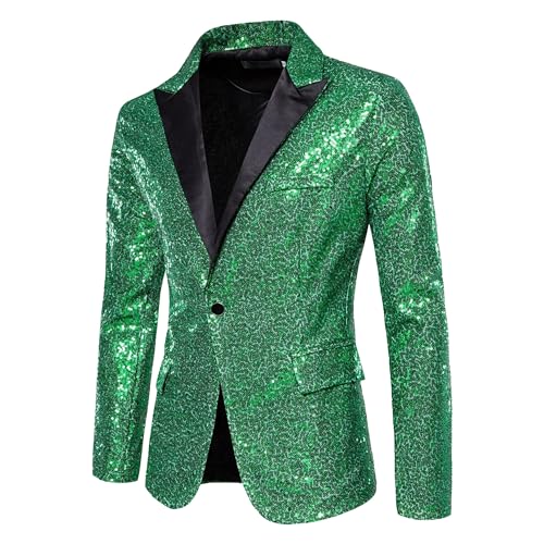 Men's Sequins Suit Jacket One Button Party Dinner Blazer Coats Shiny Sequin Tuxedo Sport Coat