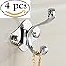 Produktbild 4 Pcs Double Robe Hook Chrome Plated Stainless Steel , cloakroom, bedroom, bathroom,the double robe hook will help ( Plum shape )