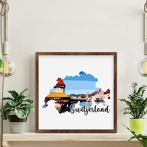 Panneau en bois Suisse 30x30 cm décor mural rustique - 4