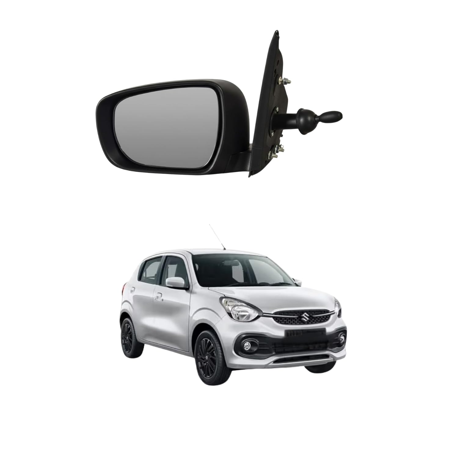 NARO Maruti Suzuki Celerio VXI Left Side Manual ORVM | Black Side View Mirror | Compatible with Old Model Celerio VXI | OEM Fit Replacement | Durable ABS Housing | Pack of 1-image-0