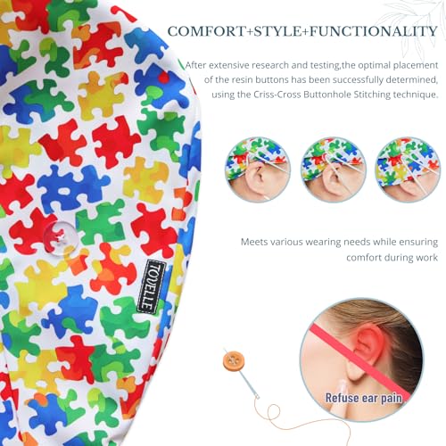 Image of Scrub Caps for Men and Women with Buttons, Classic Surgical Caps