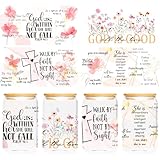 UV DTF Cup Wraps Sticker - 4 Sheets Bible Flower UV DTF Transfers for 16 OZ Glass, Floral, Inspirational Quotes, Bible Verse, Christian Gifts, Waterproof Rub on Transfers