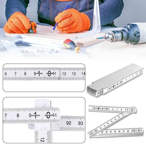 Zollstock 1m Meterstab Zollstöcke Gliedermaßstab: 6 Stück Mini Zollstock 1 Meter Aus Kunststoff mit 10 Glieder, Meterstab Metrisch Geschenk Für Heimwerker, Haus, Hobby, Werkstatt, Weiß