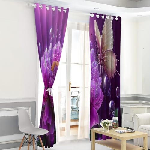 Rideaux occultants opaques à oeillets 140x200 thermique isolant fleurs