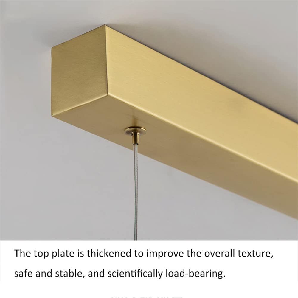 Modern Brass Linear 3-Color Dimmable Chandelier Lighting Fixture for Dining Table LED Gold Pendant Lamp for Sink Ceiling Drop Light for Kitchen Island Lamp 35W/48W
