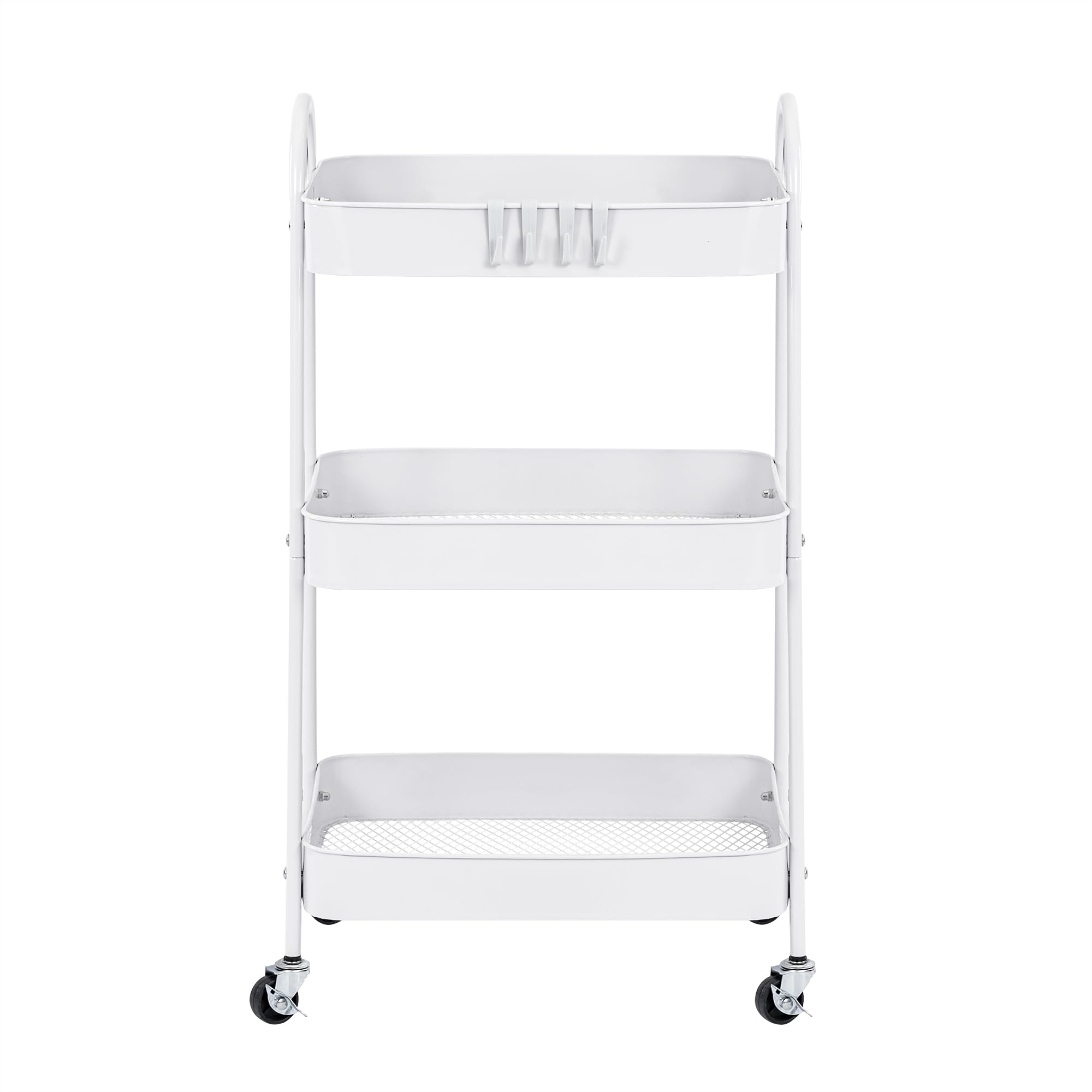 T-LOVENDO.ES Carro de Cocina Metálico con Ruedas. Carrito Auxiliar Multiuso. 3 Cajones de Almacenamiento. Ideal para Frutas, Verduras, Cocina, Salón, Oficina (Blanco)