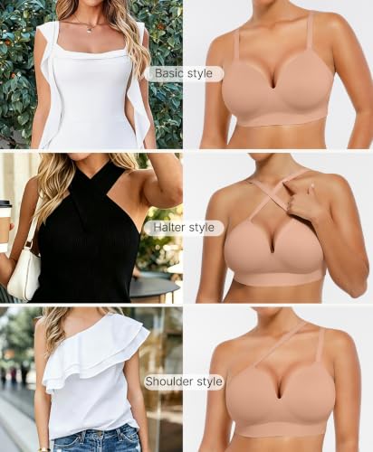 Image of FeelinGirl Wireless Supportive Bra for Women, Seamless Comfort Bralettes No Underwire Full Coverage Everyday Bras