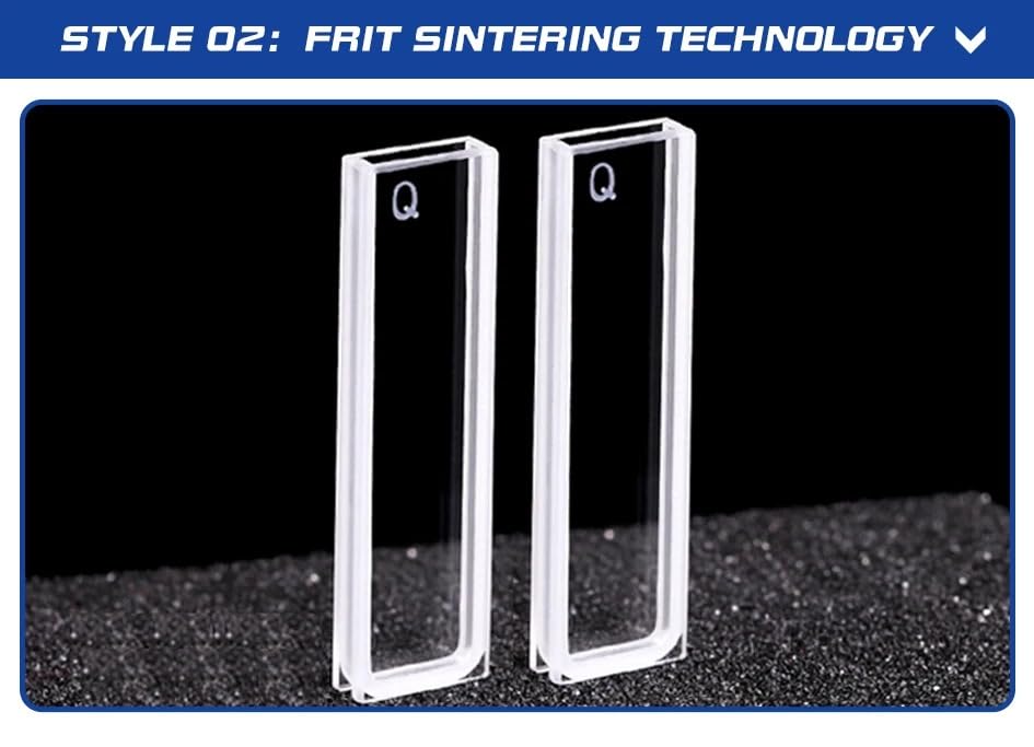 2 cubetas de cuarzo con tapa, longitud de trayectoria de 2 mm, JGS1 for espectrofotómetro de laboratorio.(Frit sintering)